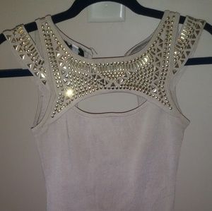 Sexy fitted BEBE Gold Embellish Dress